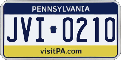 PA license plate JVI0210