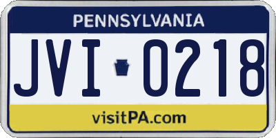 PA license plate JVI0218