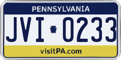 PA license plate JVI0233