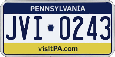 PA license plate JVI0243