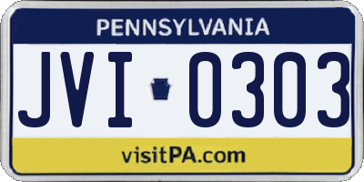 PA license plate JVI0303