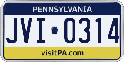 PA license plate JVI0314