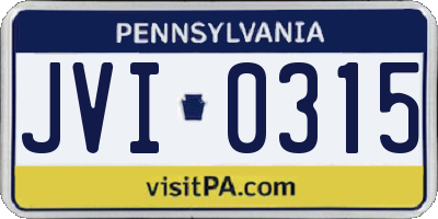 PA license plate JVI0315
