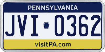 PA license plate JVI0362