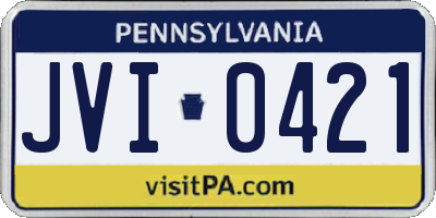 PA license plate JVI0421