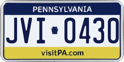 PA license plate JVI0430