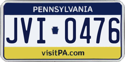 PA license plate JVI0476