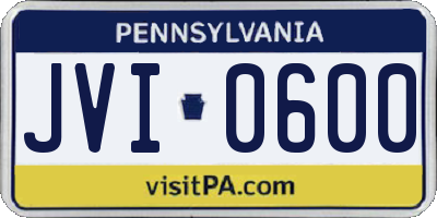 PA license plate JVI0600