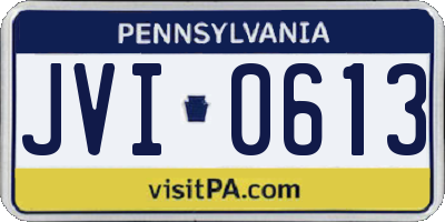 PA license plate JVI0613