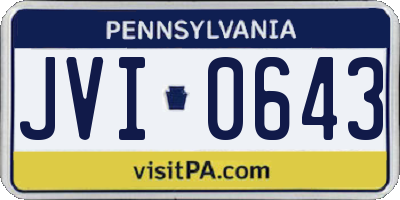 PA license plate JVI0643