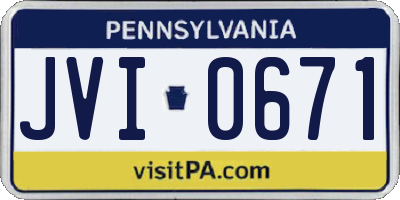 PA license plate JVI0671