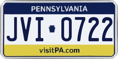 PA license plate JVI0722
