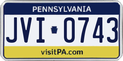 PA license plate JVI0743