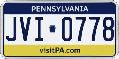PA license plate JVI0778