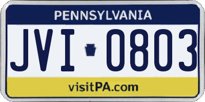 PA license plate JVI0803