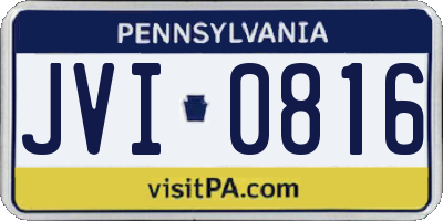 PA license plate JVI0816