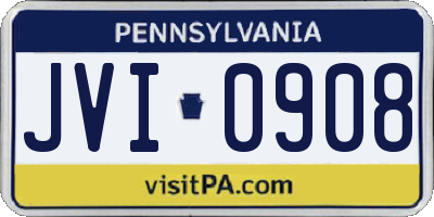 PA license plate JVI0908