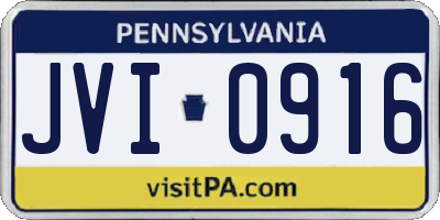PA license plate JVI0916