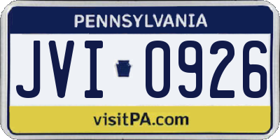 PA license plate JVI0926