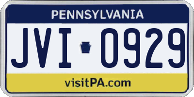 PA license plate JVI0929