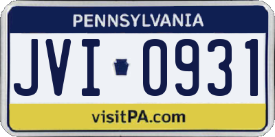 PA license plate JVI0931