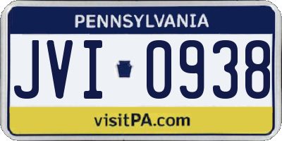 PA license plate JVI0938
