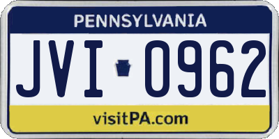 PA license plate JVI0962