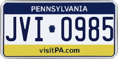 PA license plate JVI0985