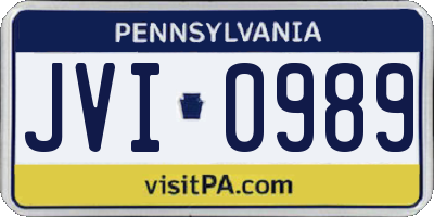 PA license plate JVI0989