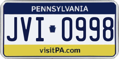 PA license plate JVI0998