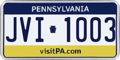 PA license plate JVI1003
