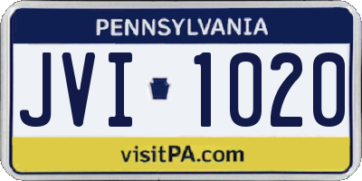 PA license plate JVI1020
