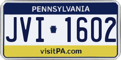 PA license plate JVI1602