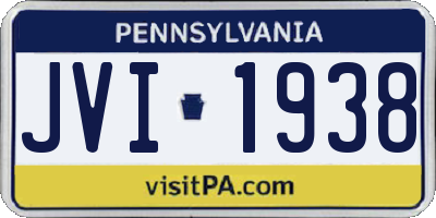 PA license plate JVI1938