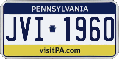 PA license plate JVI1960