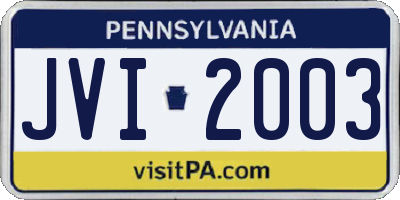 PA license plate JVI2003