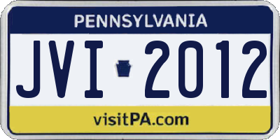 PA license plate JVI2012