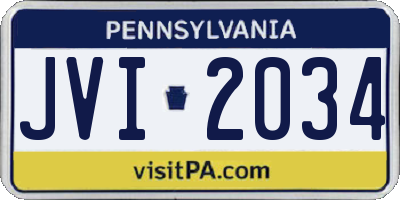 PA license plate JVI2034