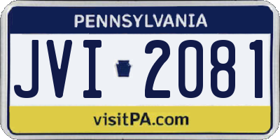 PA license plate JVI2081