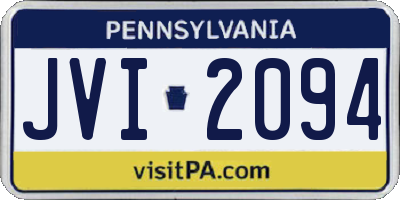 PA license plate JVI2094