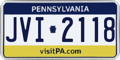 PA license plate JVI2118