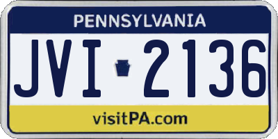 PA license plate JVI2136