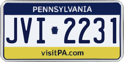 PA license plate JVI2231