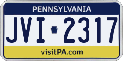 PA license plate JVI2317