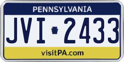 PA license plate JVI2433