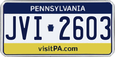 PA license plate JVI2603