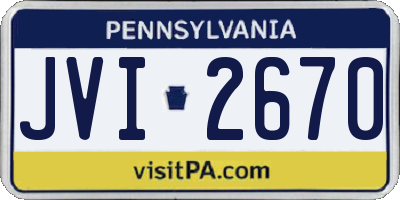 PA license plate JVI2670
