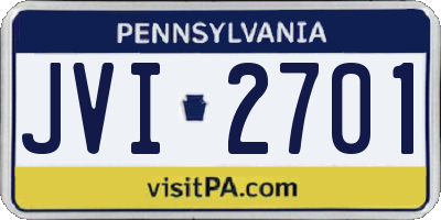 PA license plate JVI2701
