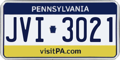 PA license plate JVI3021