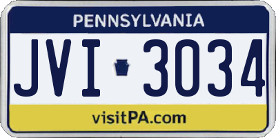 PA license plate JVI3034